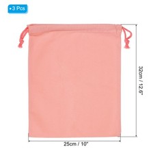 3pcs Reusable Drawstring Bags, 10×12.6″ Multipurpose Bags, Pale Pink
