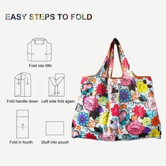 2 Pack Reusable Grocery Shopping Bag Foldable Ripstop 40LBS Heavy Duty