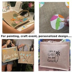 6 PCS Jute Tote Bag Burlap Beach Gym Travel 15.4×12.2×5.9 Inch