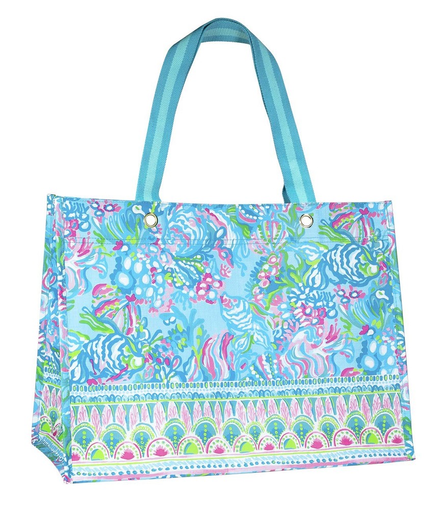 Blue/Green XL Market Shopper Bag, Oversize Reusable Grocery Tote with Comfort…