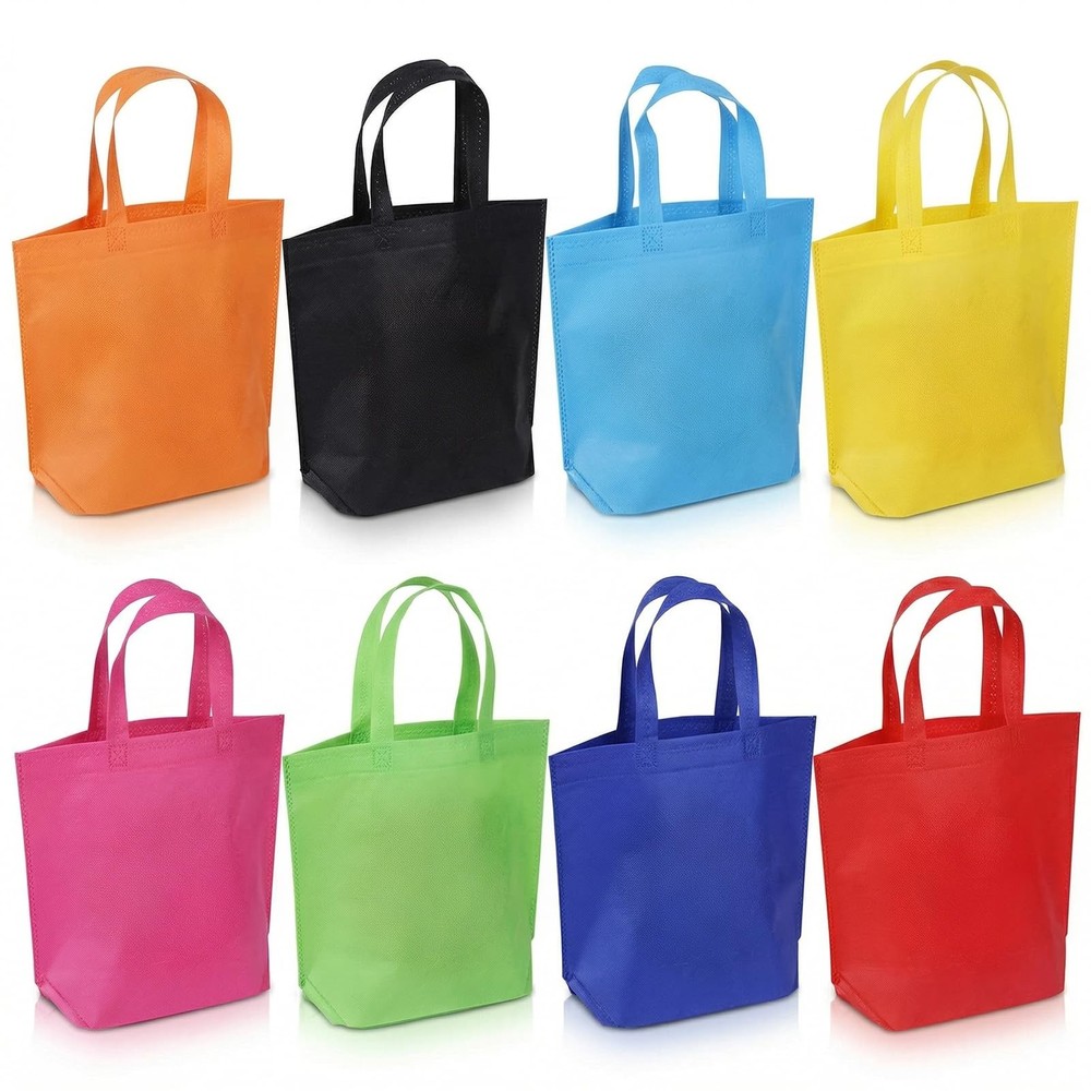 24 Pack Reusable Gift Bag with Handles, 13″ Goodie Treat Bags 8 Colors for Bi…
