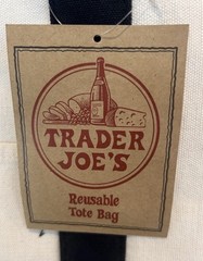 Classic Trader Joe’s Beige navy Reusable regular Tote Bag Foldable Cotton HTF