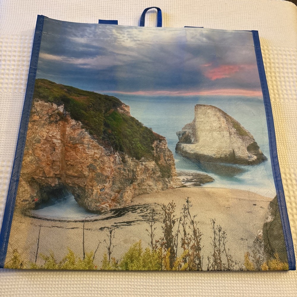 Earthwise Reusable Shopping Bag Tote Eco Friendly Ocean Beach Cave Sunset NWT