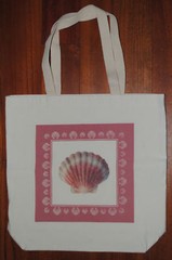 Canvas Tote Bag~Alice’s Cottage~Pink Seashell~Ocean~Beach~Reusable Shopping Bag