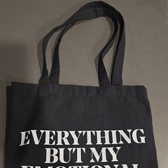 Reusable Polyester Tote Bag Medium Black/White Text 14x12x12 in
