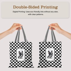 Canvas Tote Bag with Zipper and Inner, Aesthetic Prints, Reusable Grocery Bag…