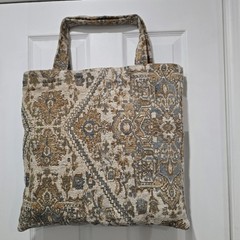 All-Over Pattern Foldable Fabric Reusable Shopping Bag Large Beige Brown Blue