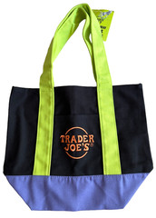 Trader Joes Halloween Mini Canvas Tote Bag Embroidered Logo Double Handles