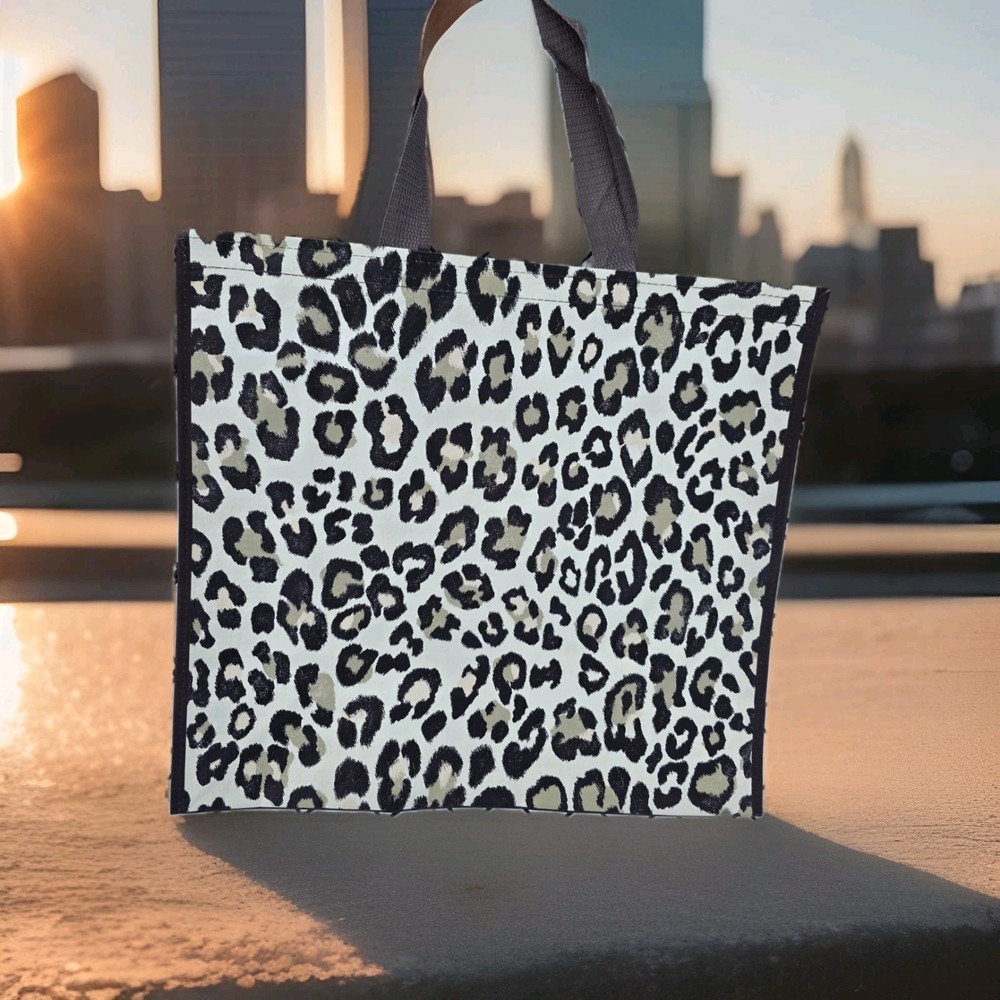 Reusable Leopard Print Plastic Shopping Bag Foldable Multicolor Tote