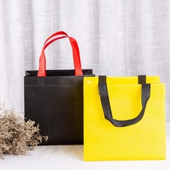 Foldable Shopping Tote Bag Reusable Non-Woven Fabric Yellow Black Red 24x23x14cm