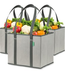 Reusable Grocery Bags (3 Pack) – Heavy Duty Reusable Shopping Bags w/Box Shape