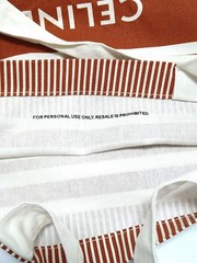 CELINE VIP Gift Orange Stripes Canvas Cotton Tote Shoulder Bag Size:S