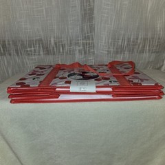 Collapsible Box Tote Cherry Gingham Bows Reusable Folds Flat Heavy Duty NEW