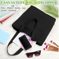 Silkfly Canvas Tote Bags Bulk Blank Cotton Canvas Bag with Zipper Handles Reu…