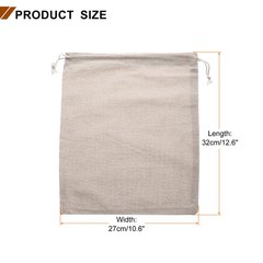 12pcs Cotton Storage Bags 10.6″ x 12.6″ Canvas Drawstring Bag, Beige