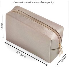 Sohynca PU Leather Cosmetic Bag for Women Minimalism Makeup S, Coffee