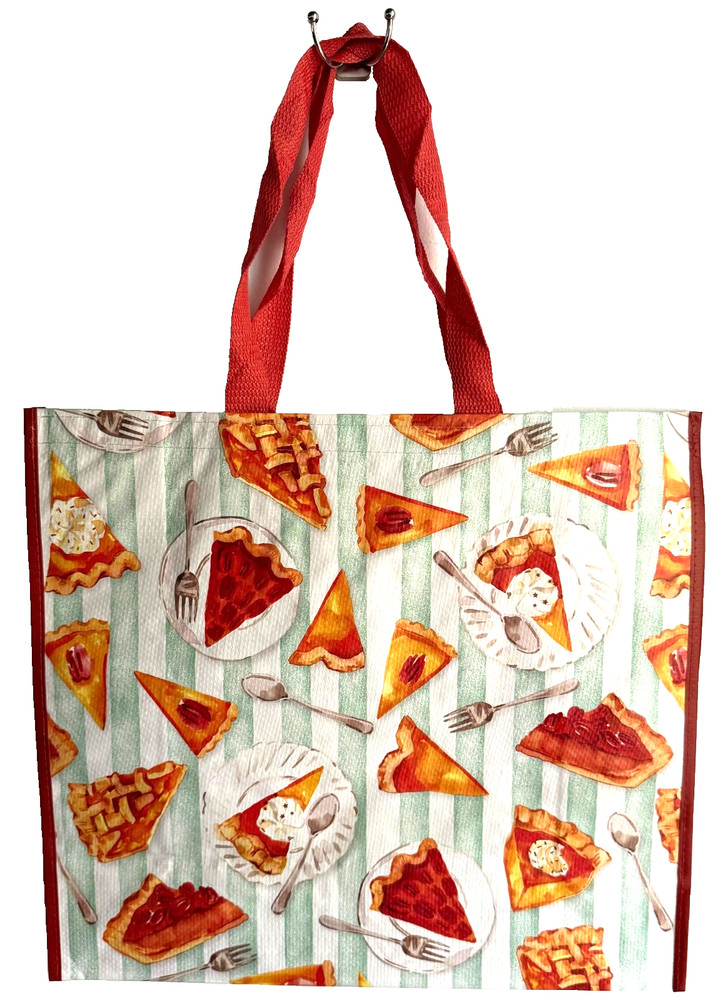 HOMESENSE REUSABLE LARGE TOTE SHOPPING BAG 20″ X 18″ PIE CAKE DESSERT FOOD NEW
