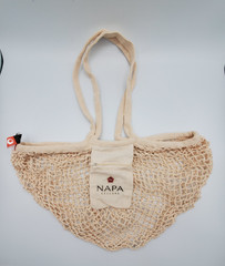 Market Bag Napa Cellars String Net Knotted Cotton Zipper Pocket Expandable Reuse