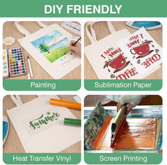Canvas Tote Bag Bulk for DIY Projects, 13X15 Inches Tote Bags for Grocery Shoppi