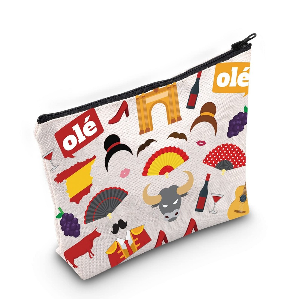 LEVLO Spain Travel Gift Flamenco Theme Zipper Pouch Bag Spanish Souvenir ole