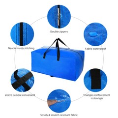 4-Pack Storage Bag Extra Large Heavy Duty Zipped Reusable Blue Moving Bags