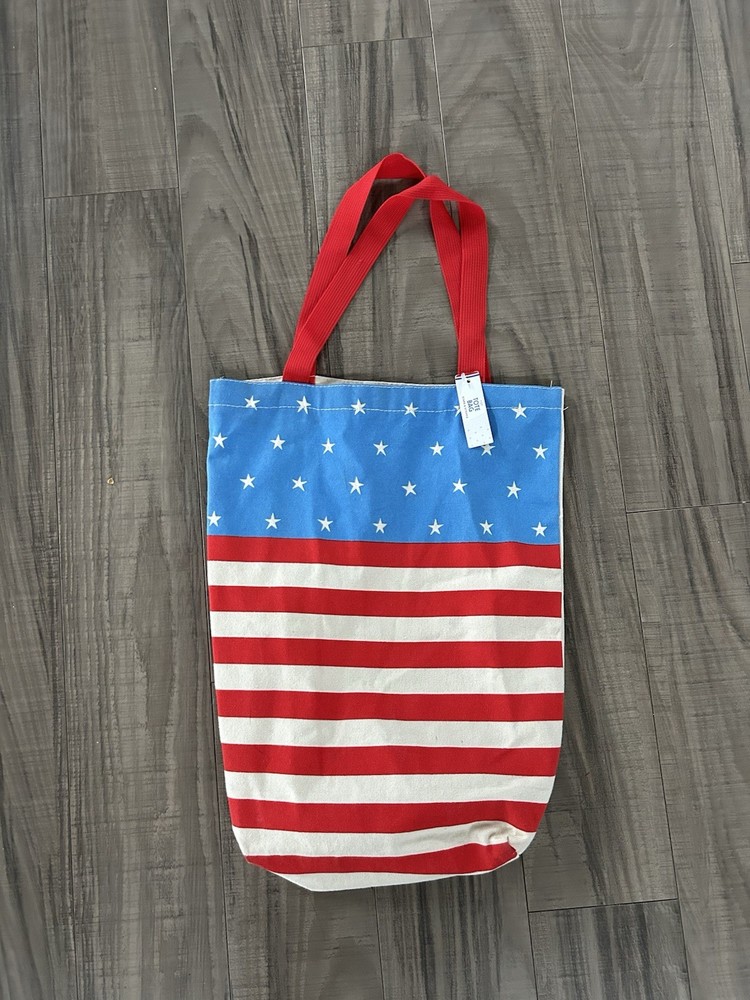 American Flag Tote USA Flag Reusable Cotton Canvas Shopping Bag