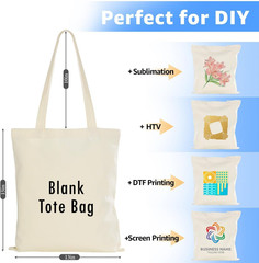 Lzerking 50/120 Pack Canvas Tote Bag Bulk for Business or Group, 13X15 Inches Bl