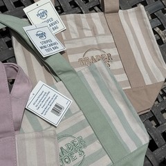 Trader Joe’s Mini Pastel Stripe Canvas Tote Bag Limited Edition Set Of 4 In Hand