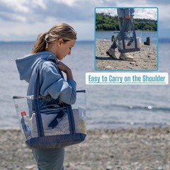 2 Pack Clear Beach Bag, Large Transparent Large Tote Bags Swim Pool Gym Summe…