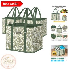 Antique Foliage Durable Reusable Grocery Bags—3 Pack for Sustainable Shopping