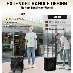 (Medium) Reusable Grocery Bag on Wheels with Upgraded Wrinkle-Resistant Fabri…