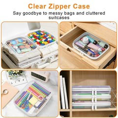 3PCS Clear Hard Shell Zipper Case,Toy Organizers and Storage M, White