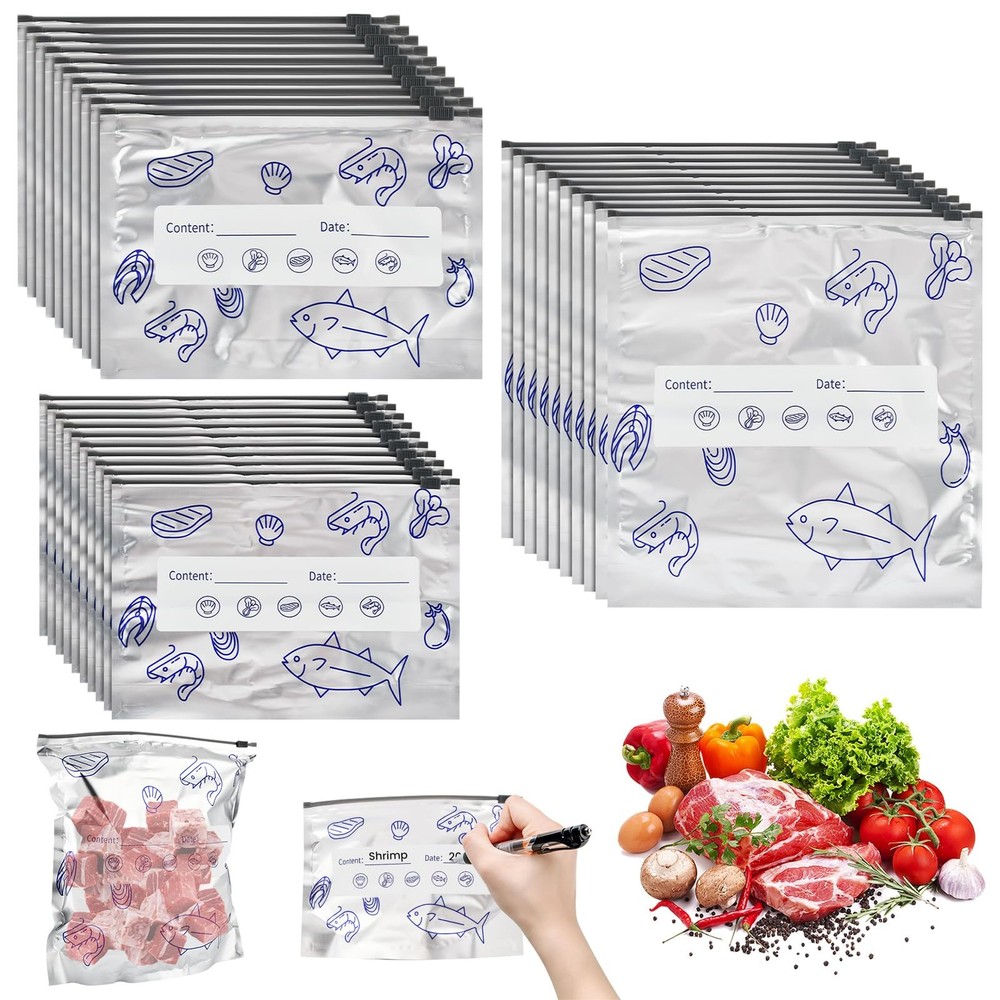 30PCS Reusable Aluminum Foil Storage Bags (3 3 Sizes Pack Of 30, Silver