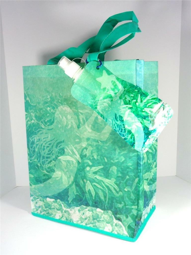 NAUTICAL MERMAID STARFISH SEA LIFE RECYCLED MATERIAL BEACH BAG & WATER BOTTLE