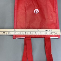Lululemon Small Reusable Shopping Bag Red White Logo Button Closure