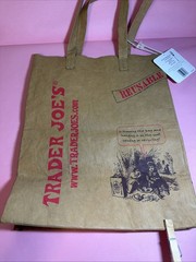Trader Joe’s Washable Foldable Paper Reusable Shopping Bag Tote Brown Vintage