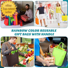 150 Pcs Reusable Grocery Bags Bulk Large Grocery Shopping Tote with Handle Multi