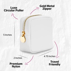 DANCOUR Small Cosmetic Case, White, for Purse Organization, Mini, White