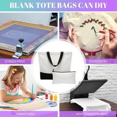 16 Pieces Canvas Tote Bag Bulk Sublimation Blank Large Reusable Grocery Shopp…