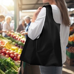 Foldable Reusable Shopping Bag – Lightweight, Water-Resistant Tote in Black