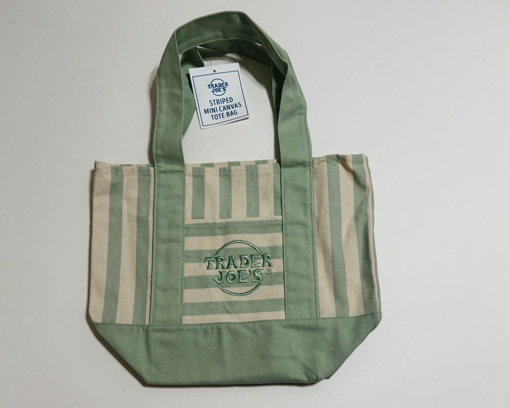 Authentic Trader Joe’s Mini Tote Bag Stripe Canvas Limited Edition Summer 2026