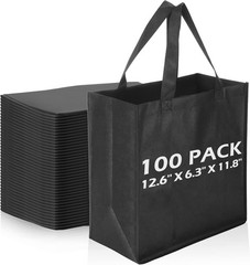 Reusable Totes Bags – 100 Pcs Non Woven Grocery Handle Bags