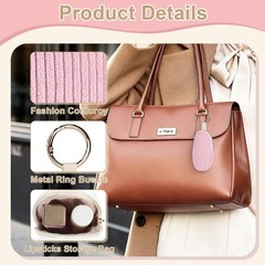 Playexen 2 PCS Chapstick Holder Keychain Bag, Corduroy Travel Lip Beige+Pink