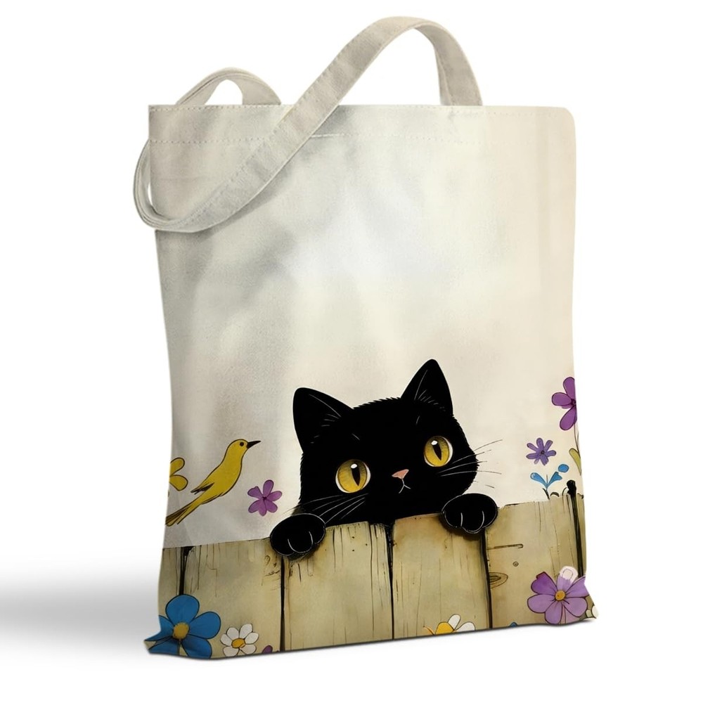 Cute Cat Tote Bag, Funny Cats Handbag Reusable Travel Shopping Storage Should…