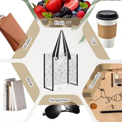 12 PCS 12×12 Inch Clear Tote Bags Transparent PVC Shoulder Handbag Stadium