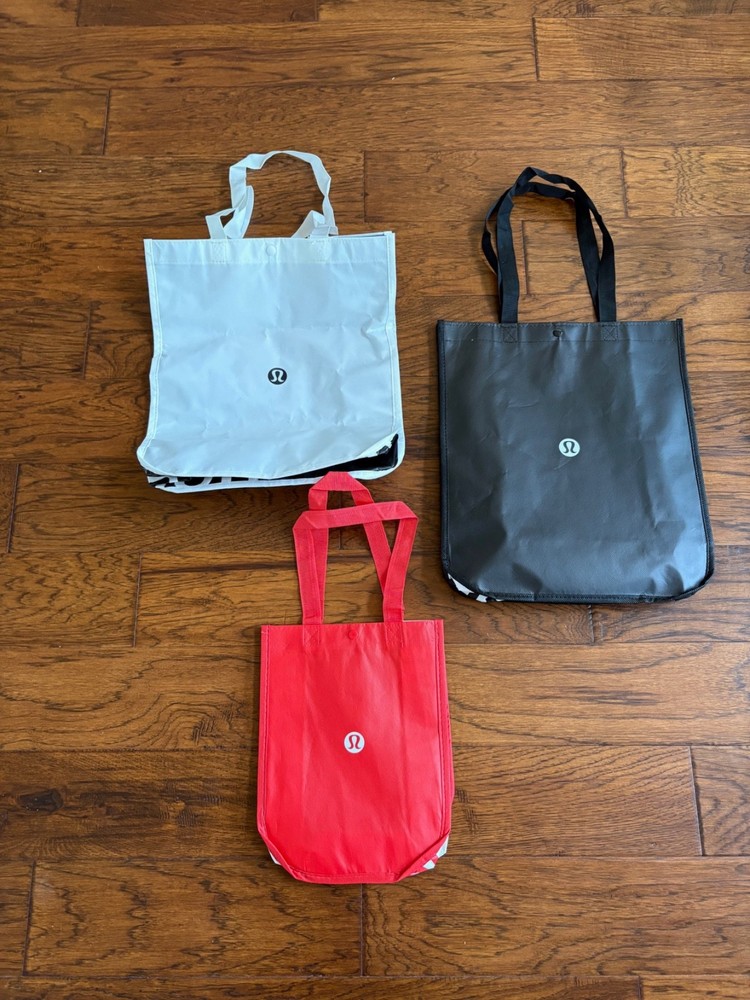 Lululemon Bag Reusable Clean Shopping Totes Lot x 3 Black Red White EUC