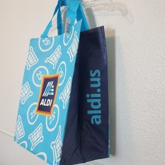 Aldi Reusable Grocery Shopping Bag Set of 4 Blue 25 Cent Cart Logo Totes NEW