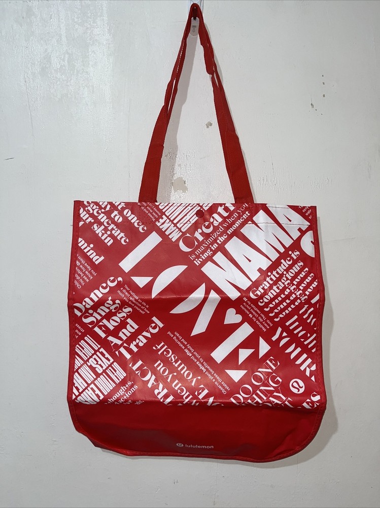 Lululemon Reusable Shopping Tote Bag Large Red White 20 Year Manifesto