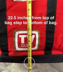 Tote, Bag, Large Heavy Duty Red TV Guide Branded, Includes a Side Pouch