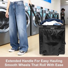 Wheeled Grocery Tote Medium Black Foldable 4 Wheels
